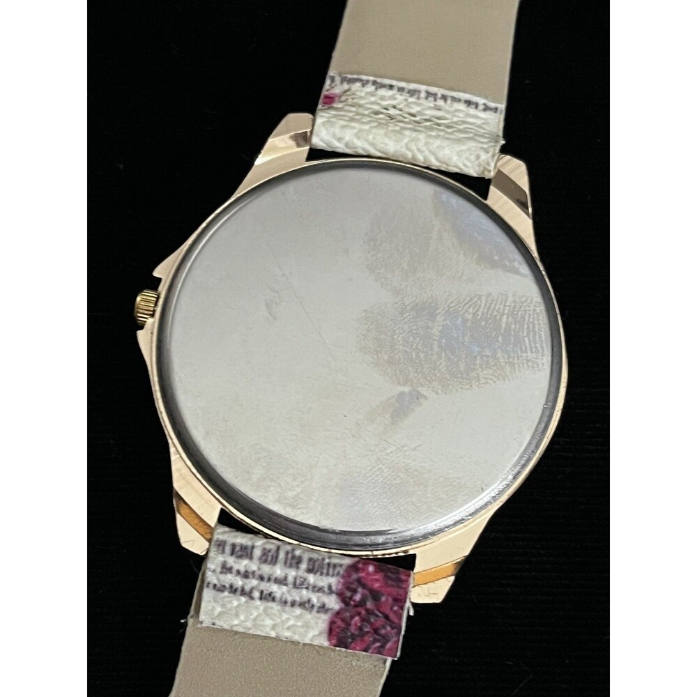 Floral Rose Rhinestone Watch Gold Tone New Battery Vintage - Picture 6 of 6